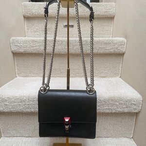 Fendi Vitello Small Kan I Shoulder Bag Black
